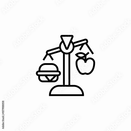junk food healthy food scales icon sign vector