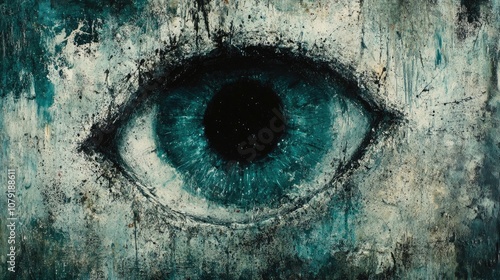 Detailed Close-Up of an Abstract Eye Featuring Turquoise and Black Hues, Ideal for Artistic and Emotional Themes in Visual Storytelling
