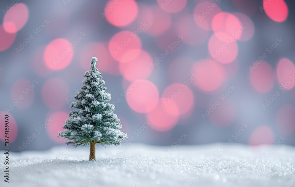 Obraz premium Tranquil Winter Scene with a Lit Christmas Tree