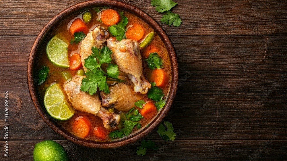 Authentic Thai Chicken Curry in Rustic Bowl with Fresh Herbs and Lime Wedges for Flavorful Dining Experience Authentic Thai Chicken Curry in Rustic Bowl with Fresh Herbs and Lime Wedges for Flavorful Dining Experience