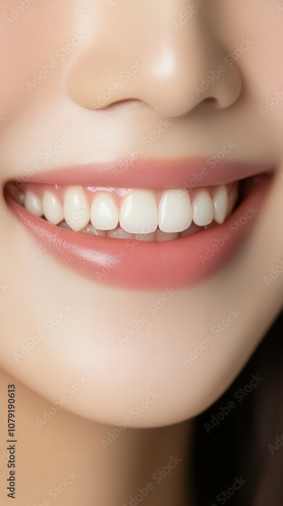 Fototapeta premium Bright smile of a young woman showcasing healthy teeth and lips
