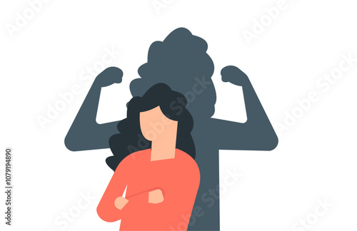 Strong fearless woman showcasing strength illustration