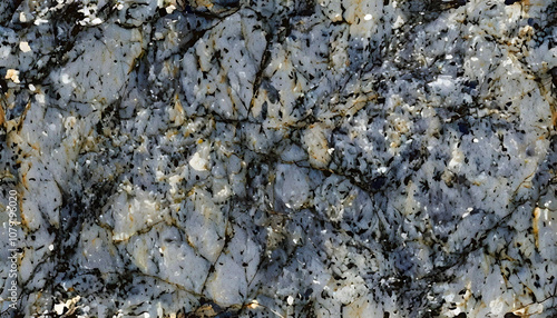 A close-up of a blue and gray rock surface with intricate patterns and textures. photo