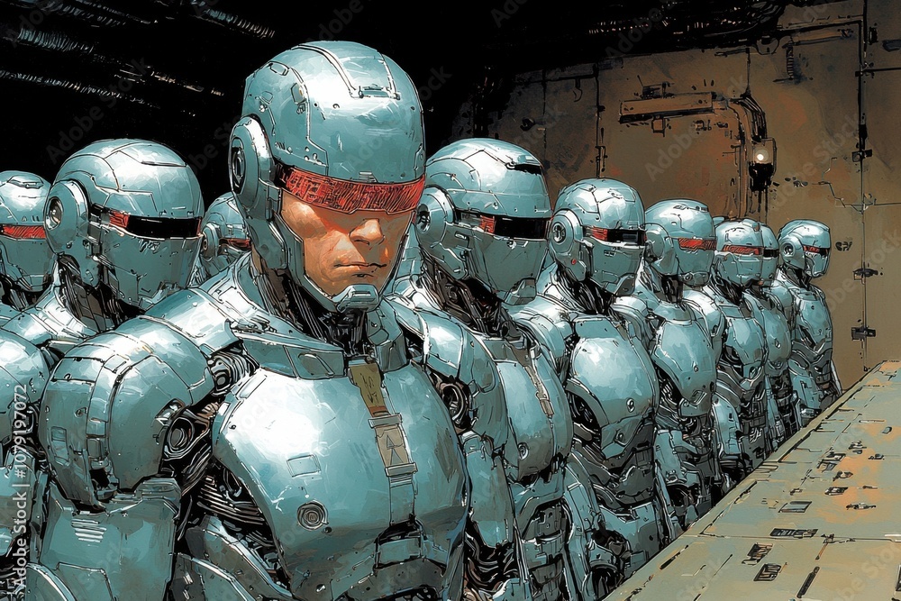 Futuristic Robot Soldiers Cyborg Army Sci Fi Military Chrome Armor High Tech Warfare Futuristic Robot Soldiers Cyborg Army Sci Fi Military Chrome Armor High Tech Warfare