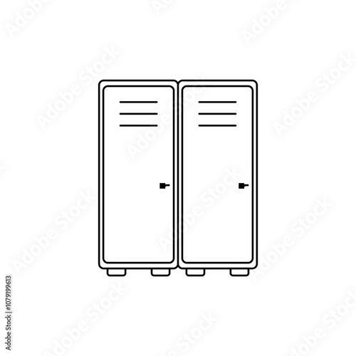 Lockers vector icon in linear, outline icon isolated on white background