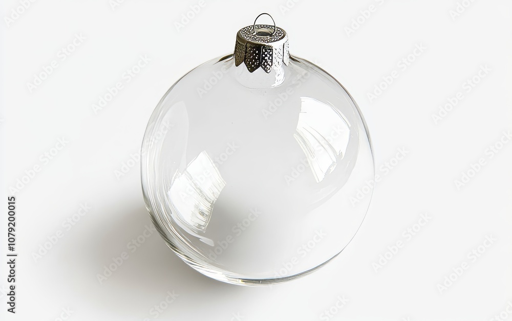 A clear glass Christmas ornament isolated on a white background, in a simple style, PNG format A clear glass Christmas ornament isolated on a white background, in a simple style, PNG format