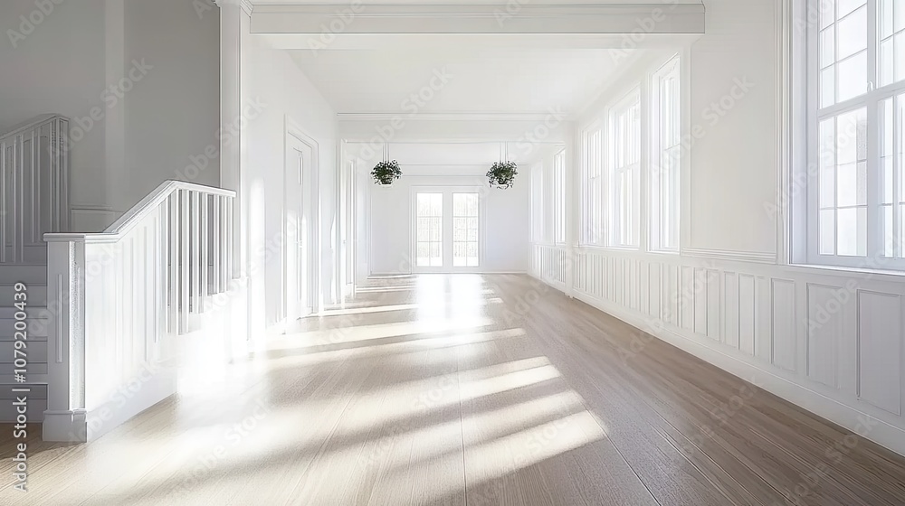 Bright and Airy Empty Room with White Walls and Natural Light Streaming Through Windows, Ideal for Interior Design and Renovation Concepts Bright and Airy Empty Room with White Walls and Natural Light Streaming Through Windows, Ideal for Interior Design and Renovation Concepts