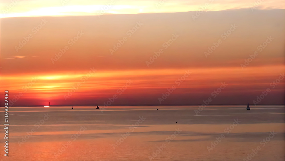 Scenic view of sea against sky during sunset Scenic view of sea against sky during sunset