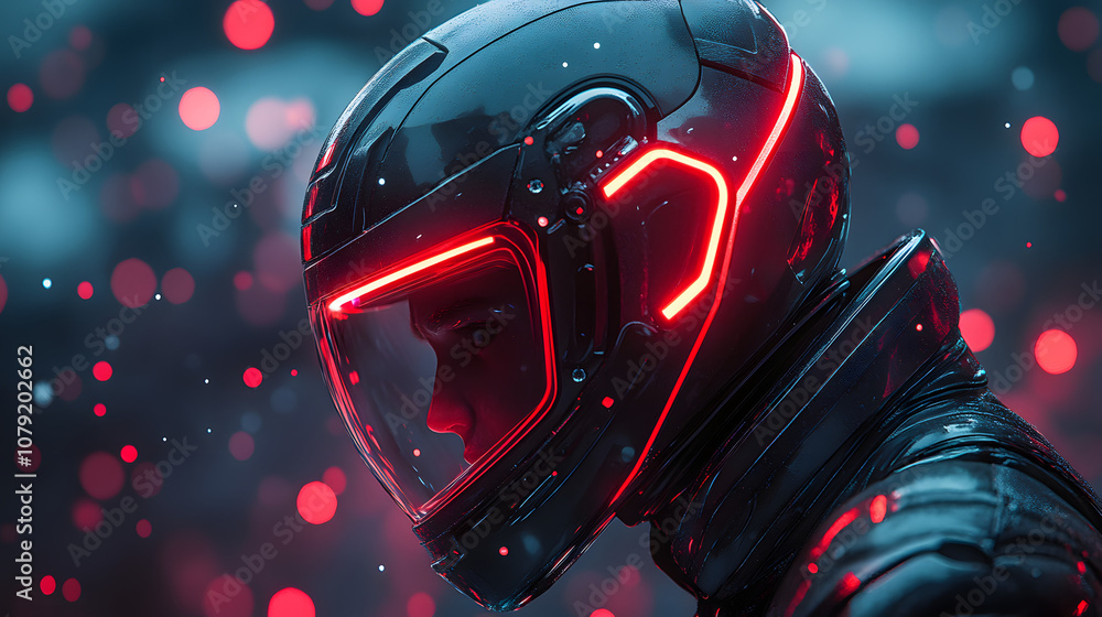 A profile picture of an F1 driver wearing their helmet with red and black racing gear, exuding the intense focus and determination required in high-speed motorsport, capturing the essence of precision A profile picture of an F1 driver wearing their helmet with red and black racing gear, exuding the intense focus and determination required in high-speed motorsport, capturing the essence of precision