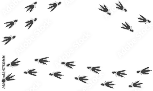 Vector trail print of bird isolated on white background. Penguin tracks.  Footprint silhouette tracks of Penguin. Paw Print. Vector illustration. EPS10.