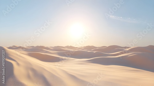 Desert landscape realistic background of white sand dunes, noon sunlight