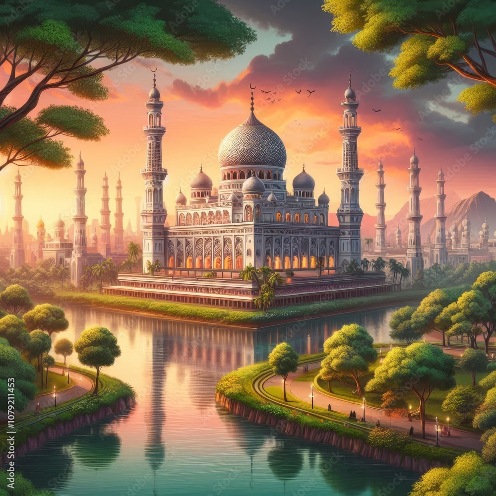 Naklejka premium mosque wallpaper,Islamic mosque