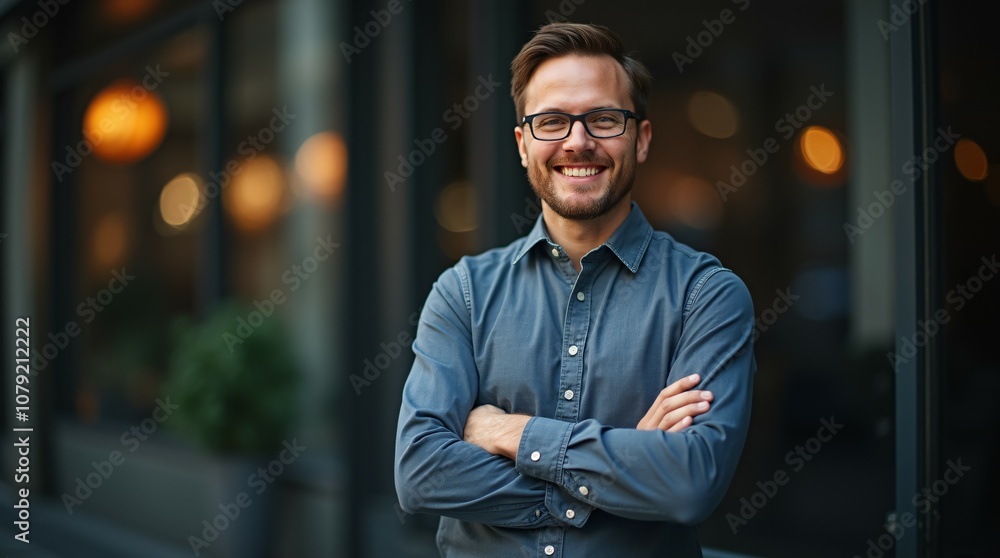 Smiling entrepreneur radiating success and entrepreneurial spirit. Smiling entrepreneur radiating success and entrepreneurial spirit.