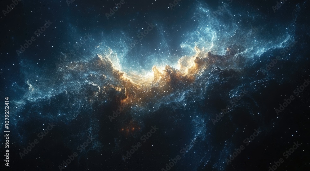 Abstract cosmic nebula with glowing gas and stars. Abstract cosmic nebula with glowing gas and stars.