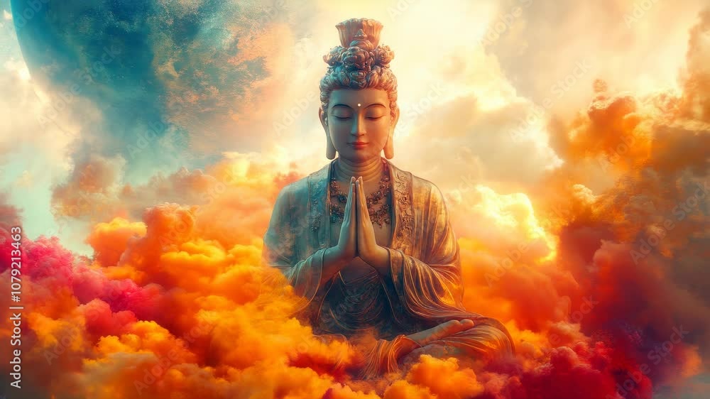 Meditating Buddha Surrounded by Clouds Meditating Buddha Surrounded by Clouds