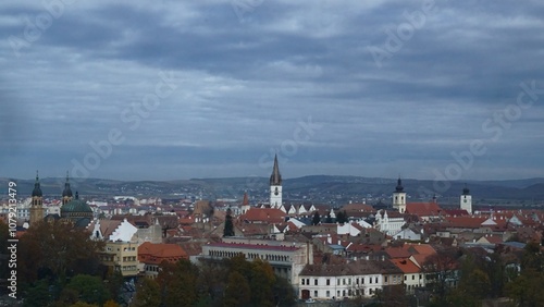 Panorama of the city of Sibiu, Transylvania, Romania 