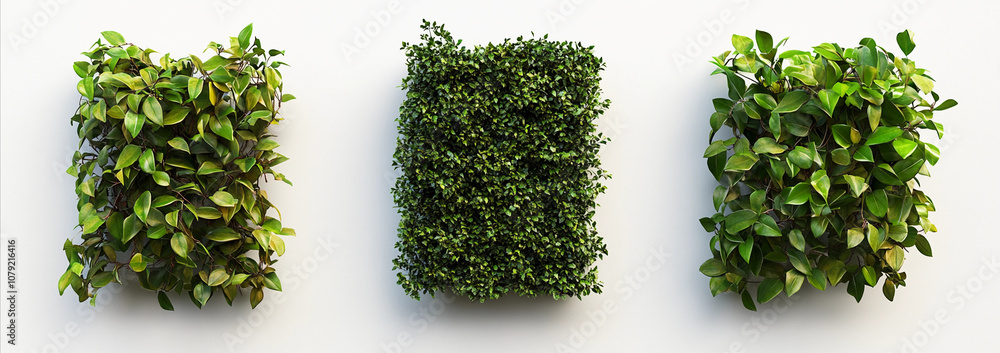 Naklejka premium hedge isolated on white background, tall hedge, hedge wall, hedge garden, Trimmed hedge, shrub bush fence tree, Clipping path