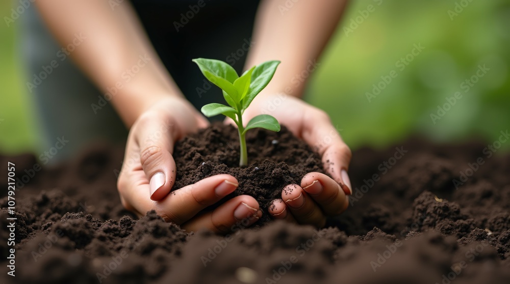 Growing Together: Hands Holding Plants for a Sustainable Earth. Growing Together: Hands Holding Plants for a Sustainable Earth.