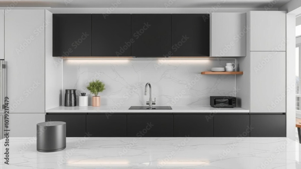 Black container on marble surface, design, countertop Black container on marble surface, design, countertop