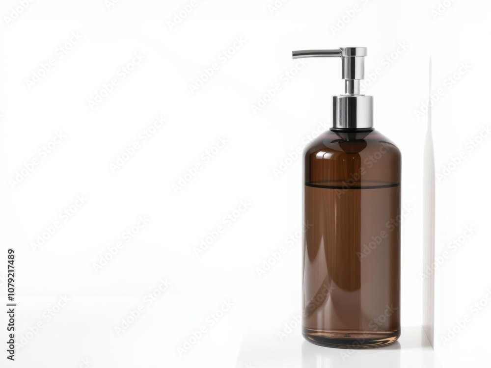 Black liquid soap container on white background, liquid soap, dispenser Black liquid soap container on white background, liquid soap, dispenser