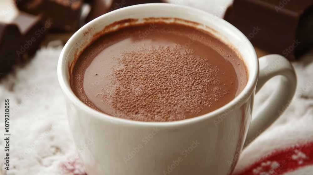 Fototapeta premium Hot chocolate in winter stock photo -