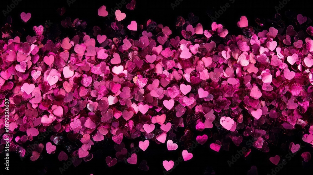 Loopable love frame - Pink heart shaped confetti forming a header - footer background for use as a design element - Loopable love frame - Pink heart shaped confetti forming a header - footer background for use as a design element -