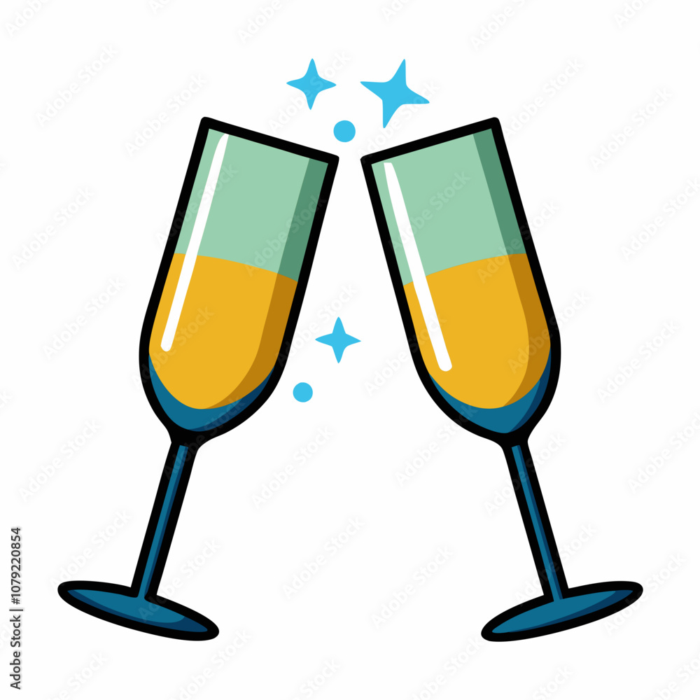 Toasting glasses vector silhouette white background Toasting glasses vector silhouette white background