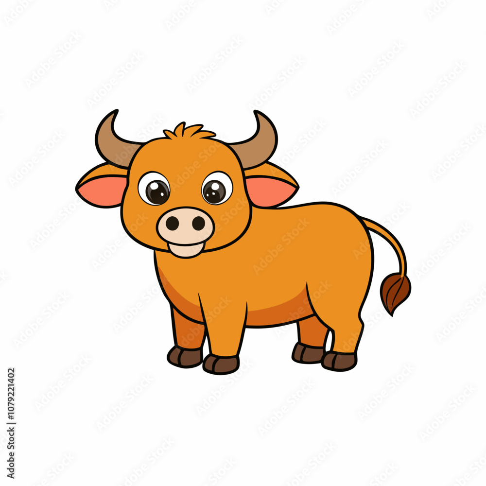 Out line vector cute African Buffalo for kid on white background Out line vector cute African Buffalo for kid on white background