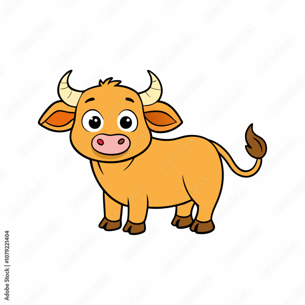 Out line vector cute African Buffalo for kid on white background Out line vector cute African Buffalo for kid on white background