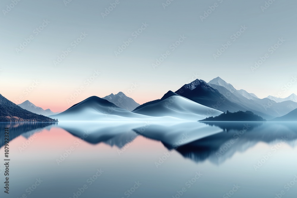 Fototapeta premium Explore Serenity A Minimalist Illustration of a Calm Lake