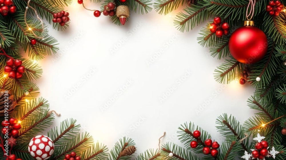 Decorated fir tree and envelope on Christmas background top view copy space, greeting card, jolly Decorated fir tree and envelope on Christmas background top view copy space, greeting card, jolly