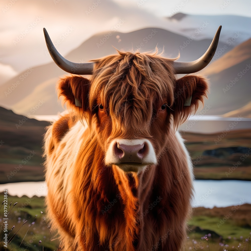 A majestic furry highland cow with a shaggy genrative ai A majestic furry highland cow with a shaggy genrative ai