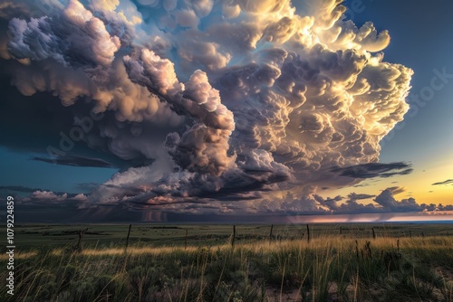 Beautiful supercell thunderstorms in the American Midwest  photo