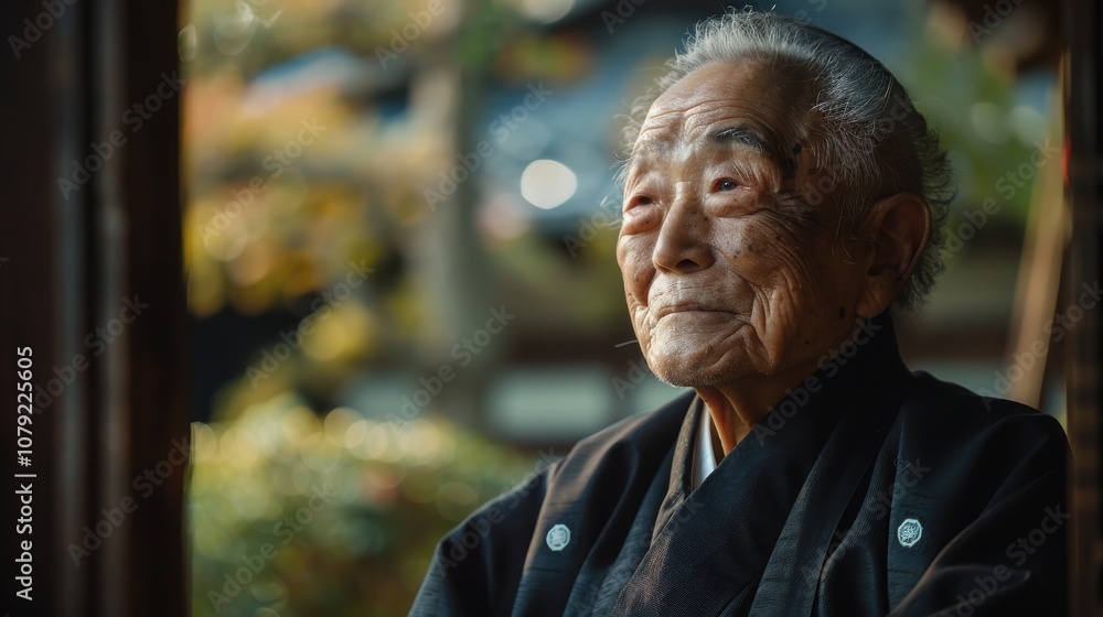 Surrounded by a spectrum of backgrounds, a dignified Asian elder's confident stance exudes a timeless elegance and poise Surrounded by a spectrum of backgrounds, a dignified Asian elder's confident stance exudes a timeless elegance and poise