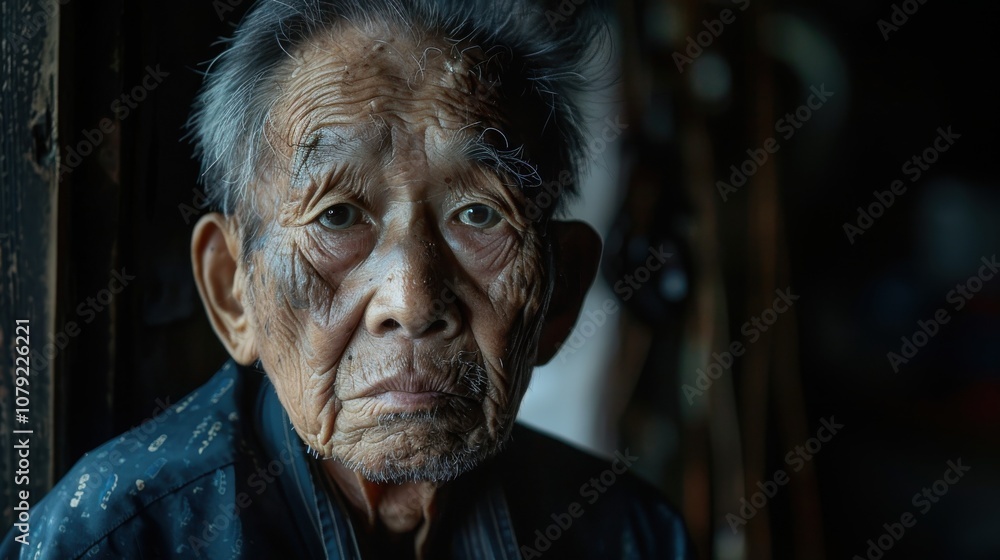 Surrounded by a spectrum of backgrounds, a dignified Asian elder's confident stance exudes a timeless elegance and poise Surrounded by a spectrum of backgrounds, a dignified Asian elder's confident stance exudes a timeless elegance and poise