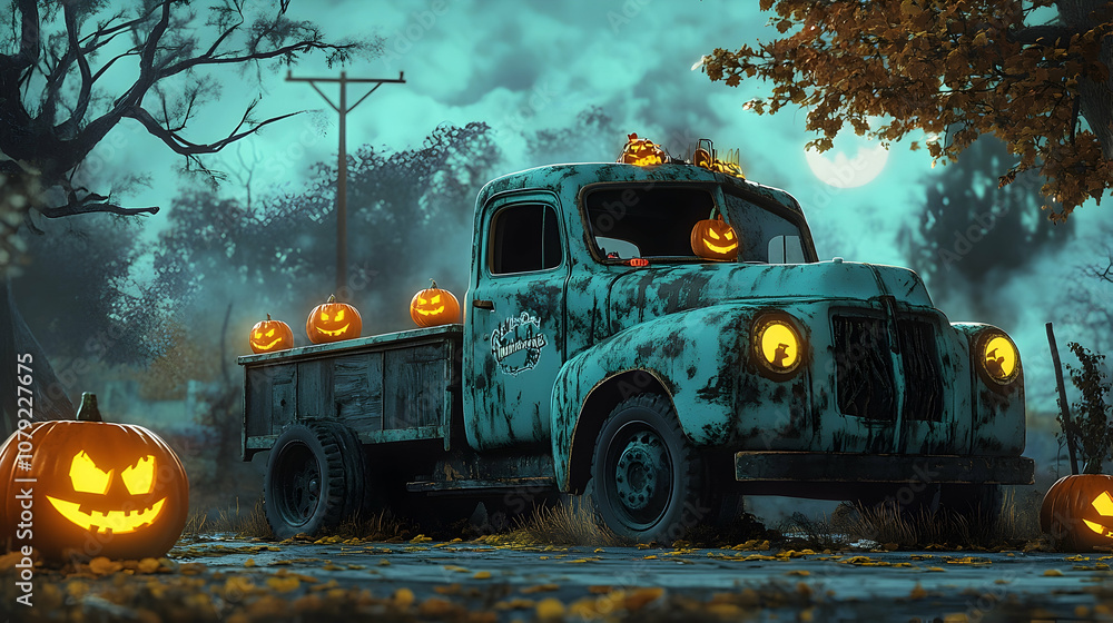 Halloween Truck Delivery . illustration Halloween Truck Delivery . illustration
