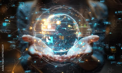 Wallpaper Mural A person holds a glowing digital brain symbolizing technology and knowledge. Torontodigital.ca