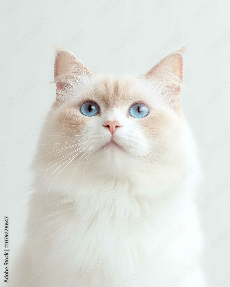 Portrait of a Ragdoll Cat with Striking Blue Eyes and Soft Fluffy Coat, Perfect for Cat Lovers and Feline Enthusiasts
Portrait of a Ragdoll Cat with Striking Blue Eyes and Soft Fluffy Coat, Perfect for Cat Lovers and Feline Enthusiasts