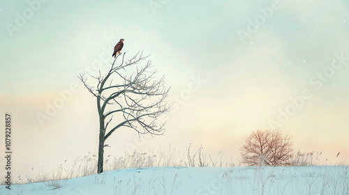 light brown bird sits on a bare tree branch