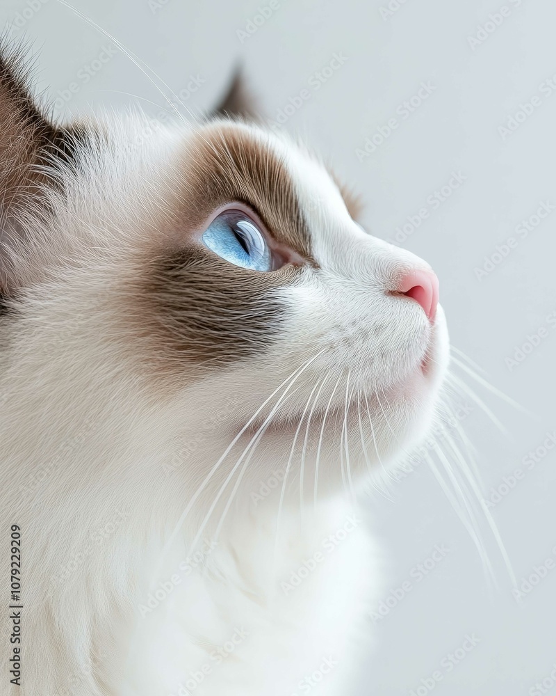 Portrait of a Ragdoll Cat with Striking Blue Eyes and Soft Fluffy Coat, Perfect for Cat Lovers and Feline Enthusiasts
Portrait of a Ragdoll Cat with Striking Blue Eyes and Soft Fluffy Coat, Perfect for Cat Lovers and Feline Enthusiasts