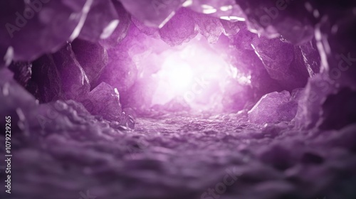 Exploring mystical crystal cavern nature 3d render ambient lighting close-up view fantasy concept