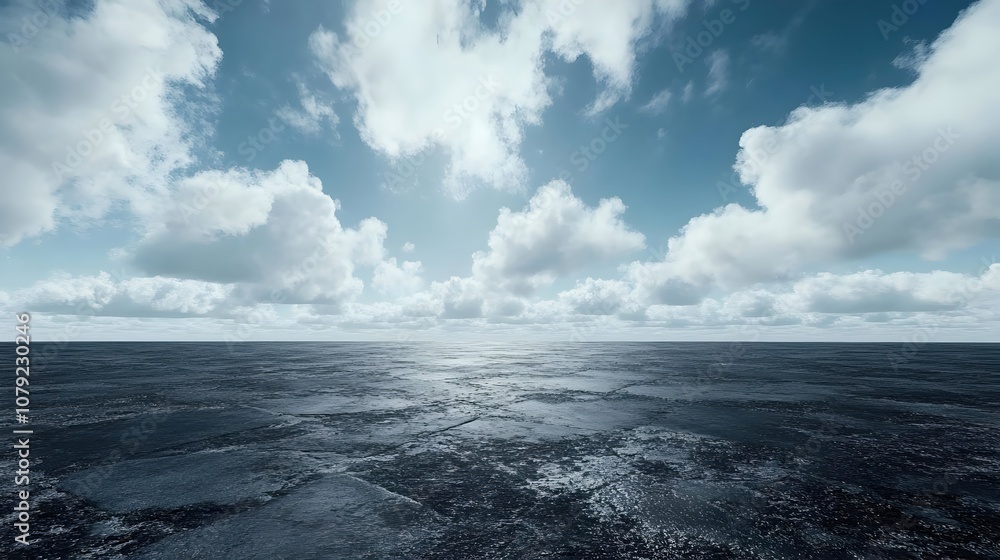 Dark Stone Floor with Cloudy Sky Background - 3D Illustration Dark Stone Floor with Cloudy Sky Background - 3D Illustration