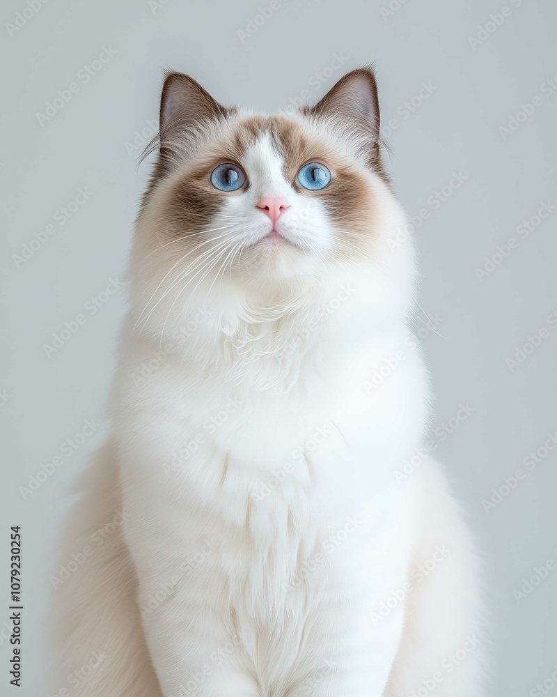Portrait of a Ragdoll Cat with Striking Blue Eyes and Soft Fluffy Coat, Perfect for Cat Lovers and Feline Enthusiasts
Portrait of a Ragdoll Cat with Striking Blue Eyes and Soft Fluffy Coat, Perfect for Cat Lovers and Feline Enthusiasts