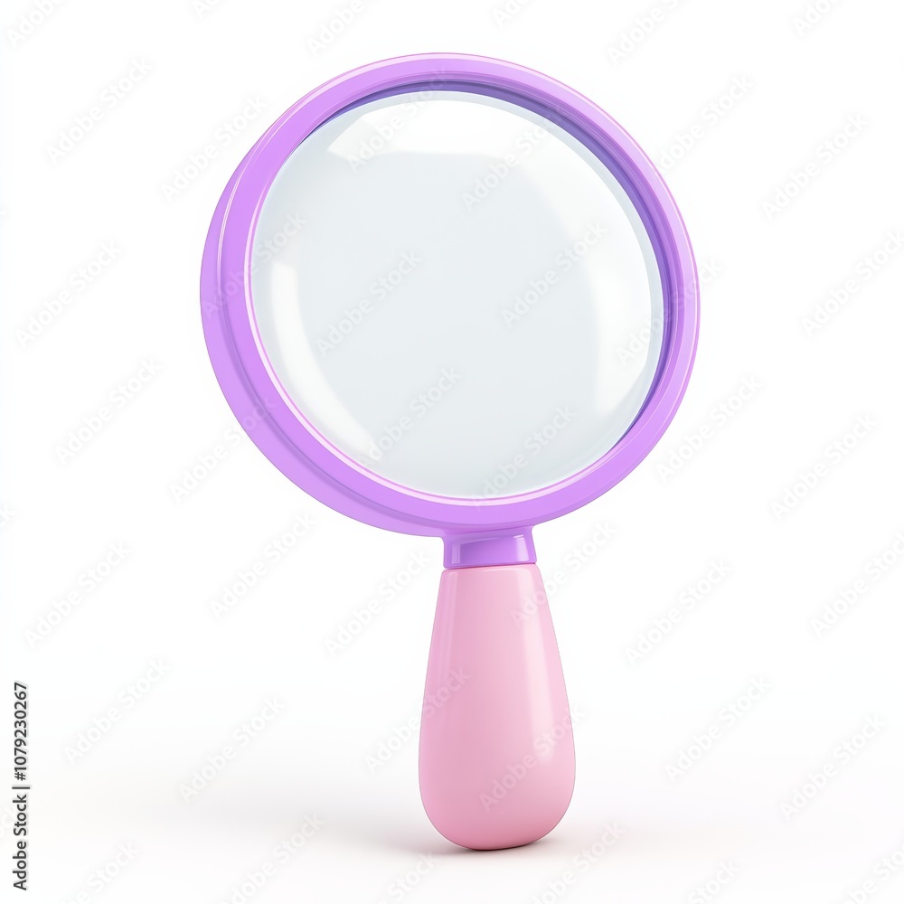 3D Cartoon Magnifying Glass Icon with Purple Handle for Search 3D Cartoon Magnifying Glass Icon with Purple Handle for Search