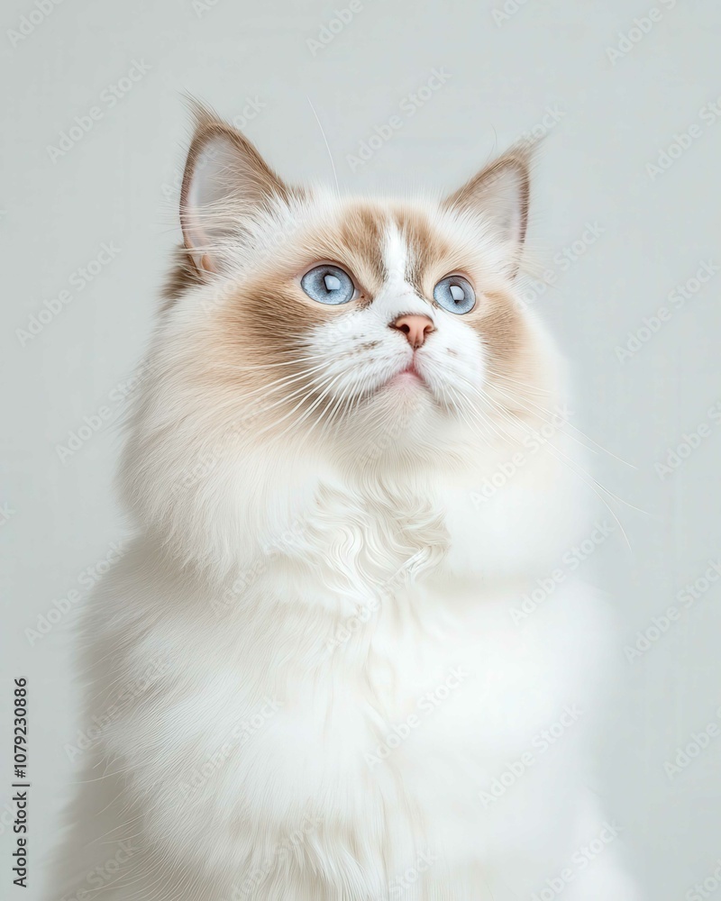 Portrait of a Ragdoll Cat with Striking Blue Eyes and Soft Fluffy Coat, Perfect for Cat Lovers and Feline Enthusiasts
Portrait of a Ragdoll Cat with Striking Blue Eyes and Soft Fluffy Coat, Perfect for Cat Lovers and Feline Enthusiasts