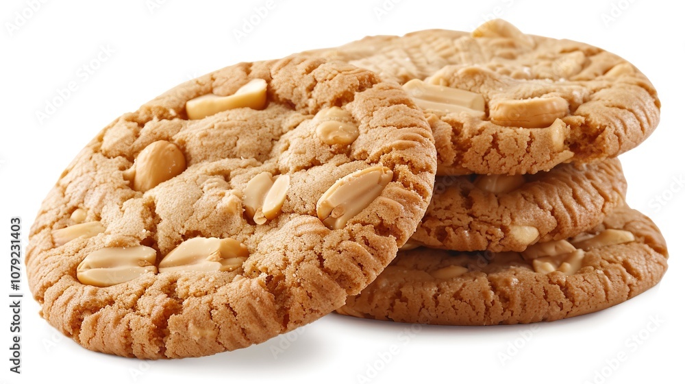 chocolate chip cookies isolated with Peanuts in cookies on plate, Generative AI. chocolate chip cookies isolated with Peanuts in cookies on plate, Generative AI.