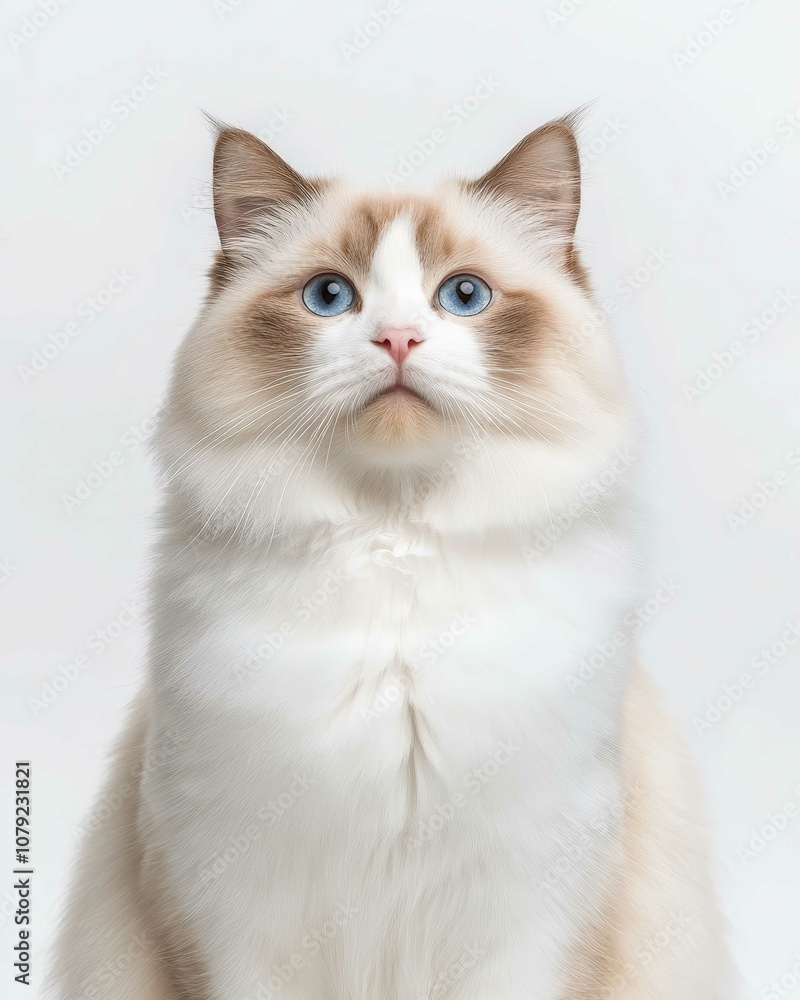 Portrait of a Ragdoll Cat with Striking Blue Eyes and Soft Fluffy Coat, Perfect for Cat Lovers and Feline Enthusiasts
Portrait of a Ragdoll Cat with Striking Blue Eyes and Soft Fluffy Coat, Perfect for Cat Lovers and Feline Enthusiasts