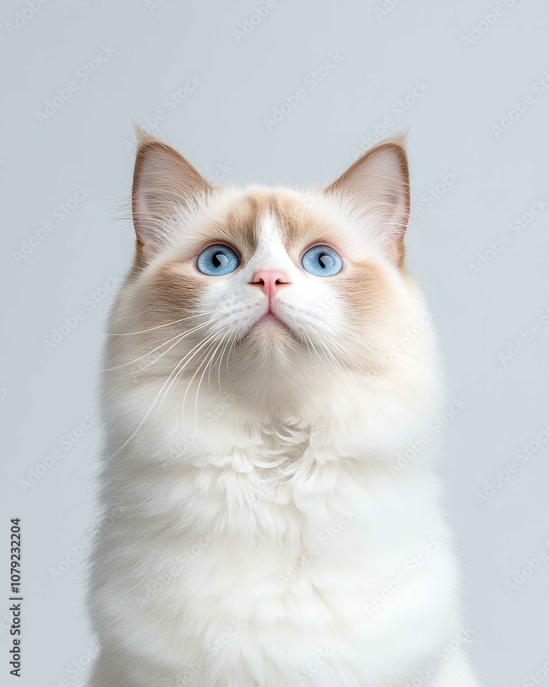Portrait of a Ragdoll Cat with Striking Blue Eyes and Soft Fluffy Coat, Perfect for Cat Lovers and Feline Enthusiasts
Portrait of a Ragdoll Cat with Striking Blue Eyes and Soft Fluffy Coat, Perfect for Cat Lovers and Feline Enthusiasts