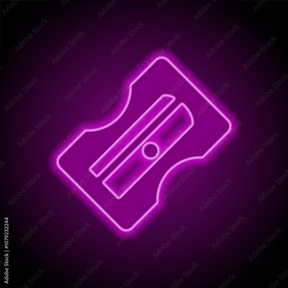 Sharpener simple icon vector. Flat design. Purple neon on black background Sharpener simple icon vector. Flat design. Purple neon on black background