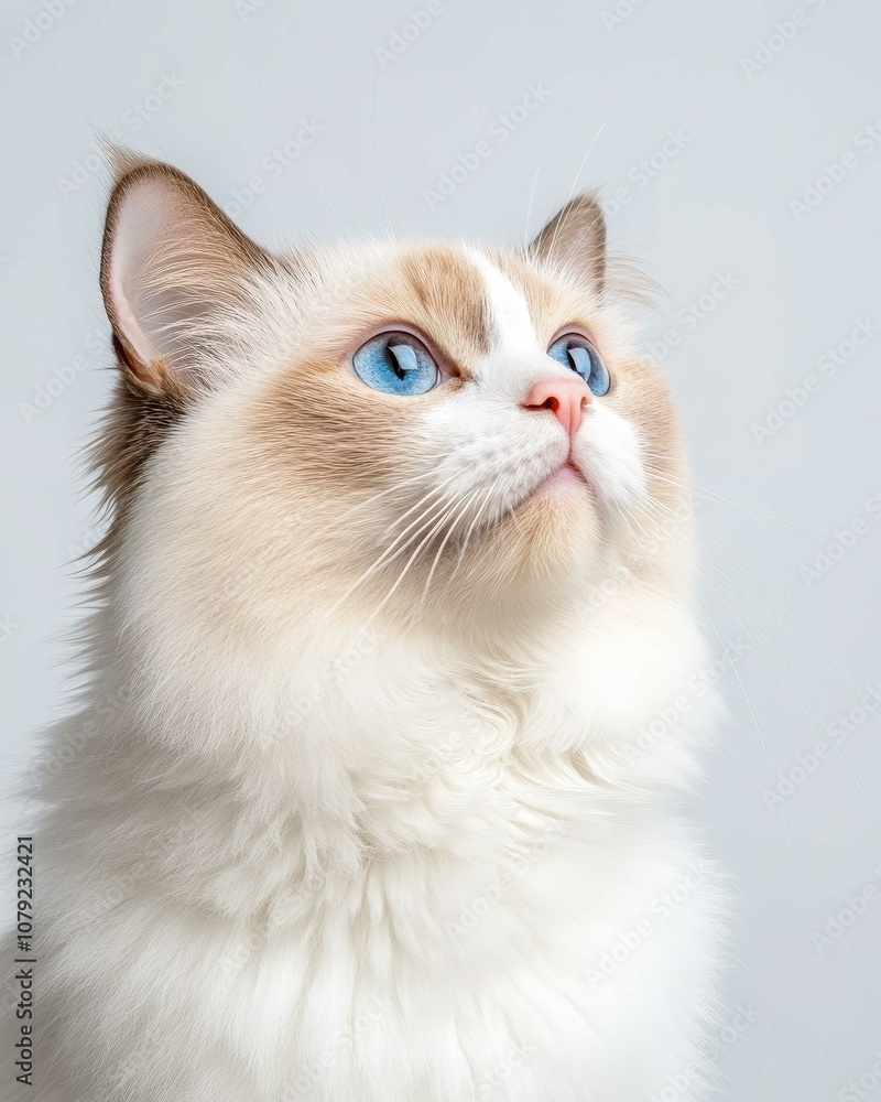 Portrait of a Ragdoll Cat with Striking Blue Eyes and Soft Fluffy Coat, Perfect for Cat Lovers and Feline Enthusiasts
Portrait of a Ragdoll Cat with Striking Blue Eyes and Soft Fluffy Coat, Perfect for Cat Lovers and Feline Enthusiasts